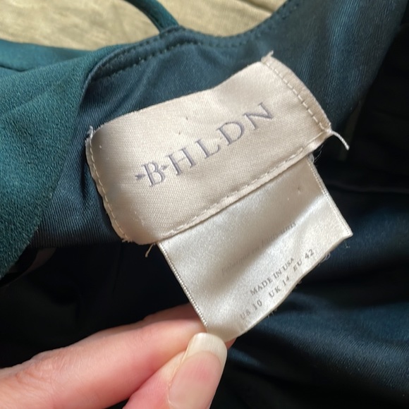 BHLDN Caron V-Neck Crepe Dress Emerald Green - Picture 10 of 15